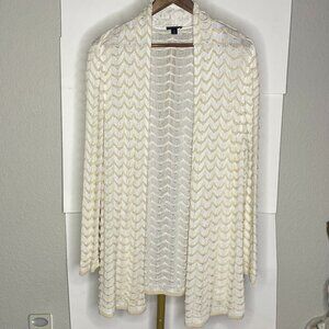 Lafayette 148 Size XL Tan and White Cardigan